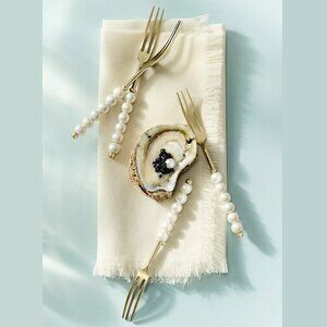 NEW Perla Appetizer Forks, Set of 4 by Anthropologie - Ivory